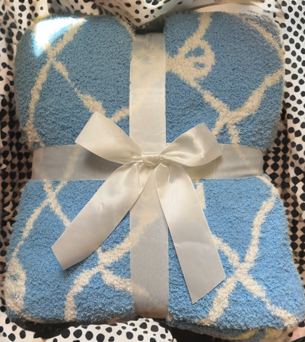 Throw Blankets-French Bow-Luxury Teddy Bear Fleece