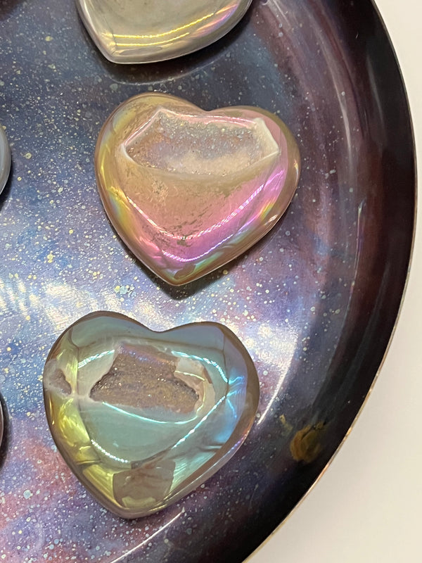 Angel Aura Quartz Agate: Hearts and Moons