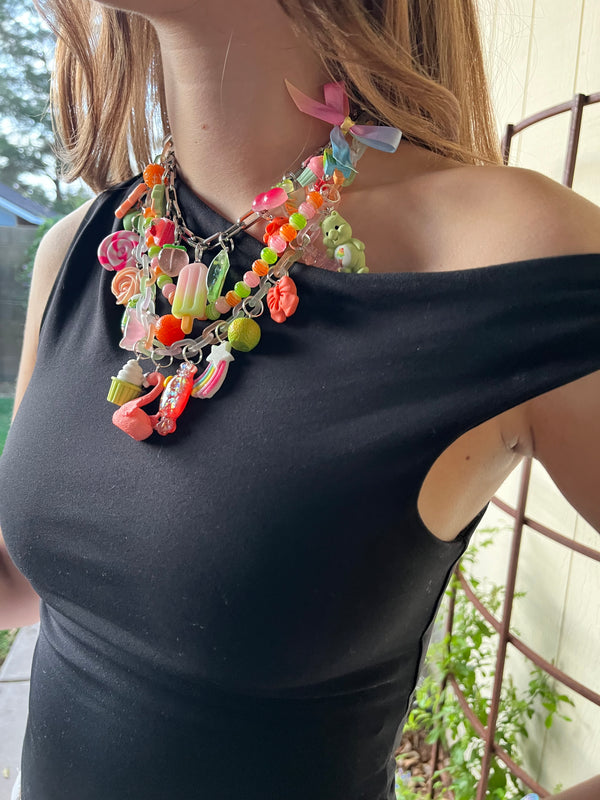 Charm Necklace-Retro Style 18k Gold Plated Chain-Handmade