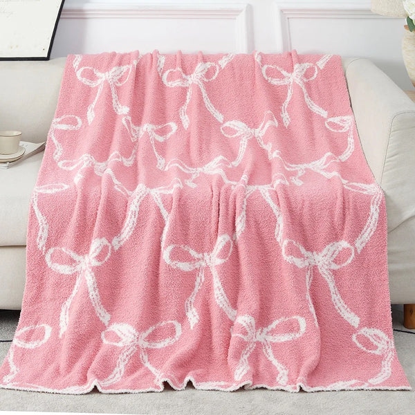 Throw Blankets-French Bow-Luxury Teddy Bear Fleece