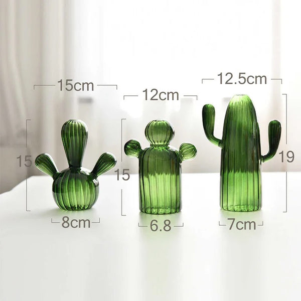Cactus Glass Vase Set of 3