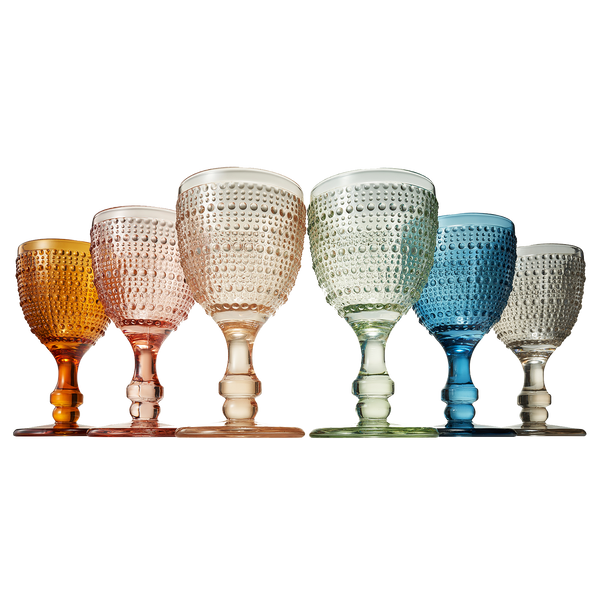 The Wine Savant/Khen Glassware - Beaded Goblet Wine Drinking Glasses 14.8 OZ