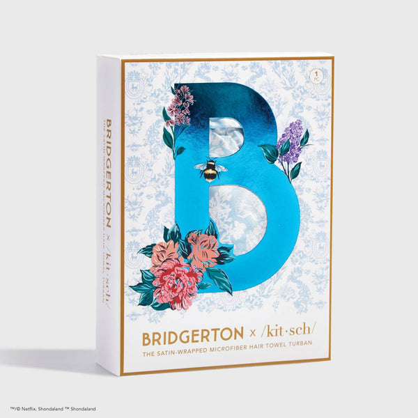KITSCH - Kitsch x Bridgerton Satin Wrapped Hair Towel / Toile De Blue