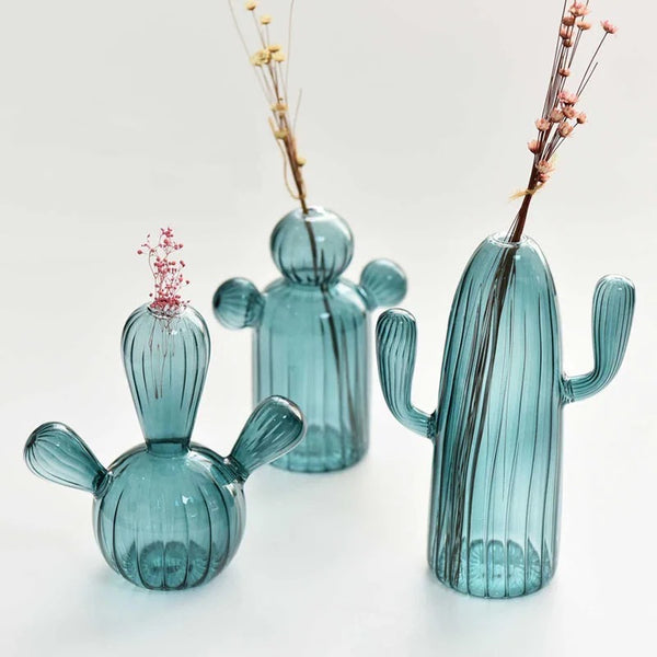 Cactus Glass Vase Set of 3
