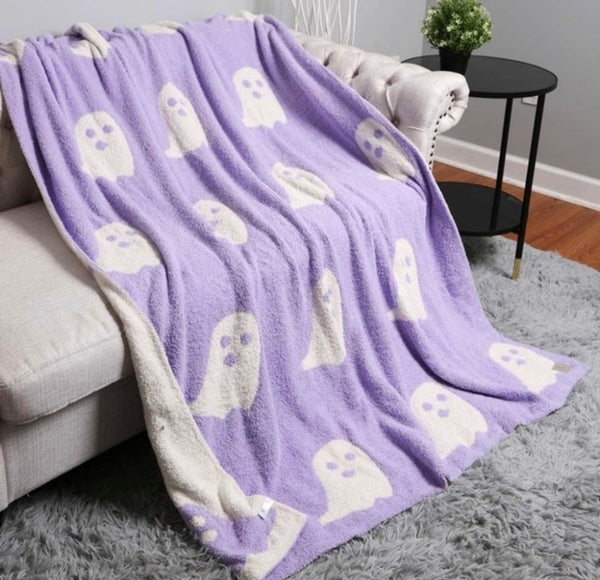 Blankets Fleece-Cozy Halloween Ghost and Jack’o’Lantern Reversible