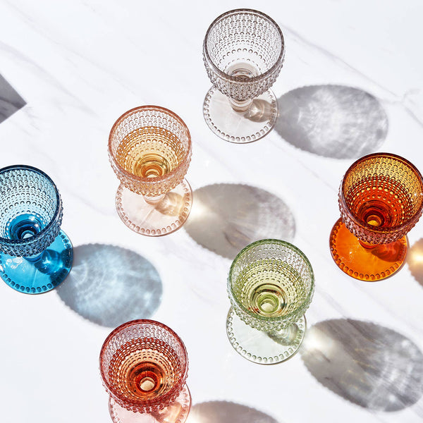 The Wine Savant/Khen Glassware - Beaded Goblet Wine Drinking Glasses 14.8 OZ