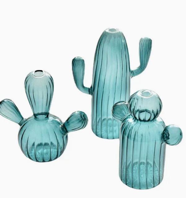 Cactus Glass Vase Set of 3
