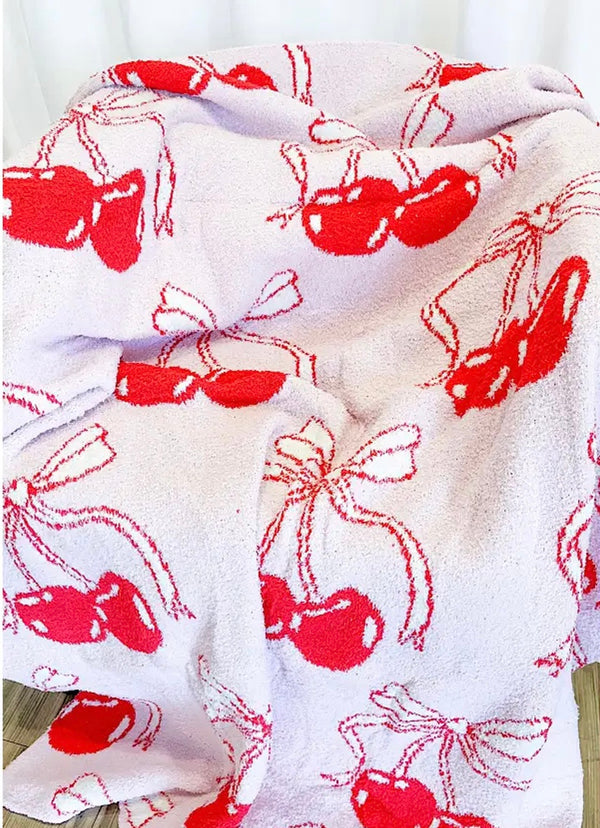 Throw Blankets-French Bow-Luxury Teddy Bear Fleece