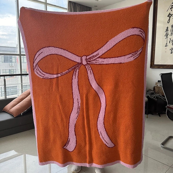 Throw Blankets-French Bow-Luxury Teddy Bear Fleece