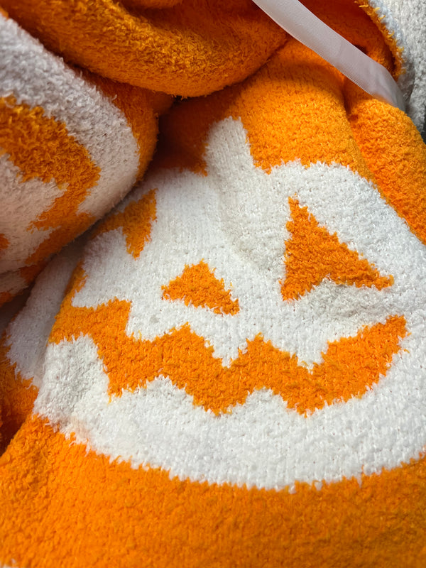 Blankets Fleece-Cozy Halloween Ghost and Jack’o’Lantern Reversible