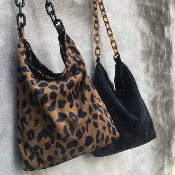 Corduroy Chain Strap Tote