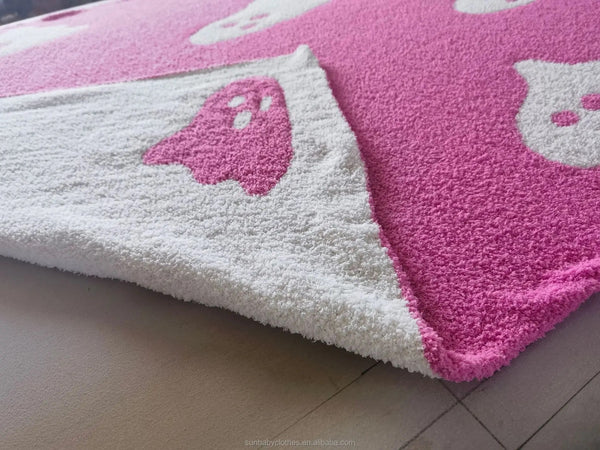 Blankets Fleece-Cozy Halloween Ghost and Jack’o’Lantern Reversible