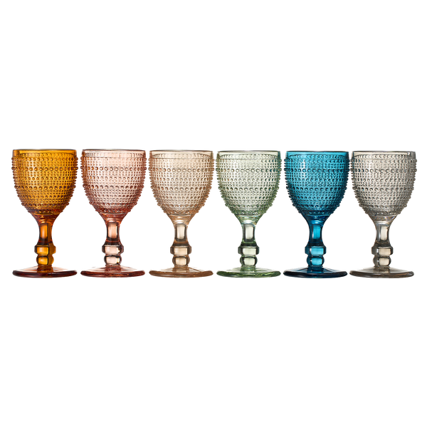 The Wine Savant/Khen Glassware - Beaded Goblet Wine Drinking Glasses 14.8 OZ