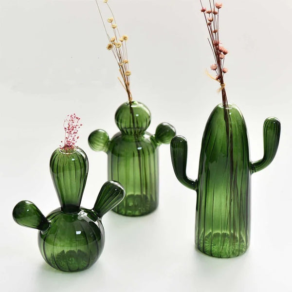 Cactus Glass Vase Set of 3