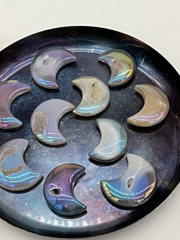 Angel Aura Quartz Agate: Hearts and Moons