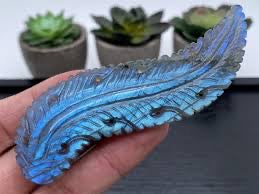 4” Natural Labradorite Feather Crystal Healing Energy