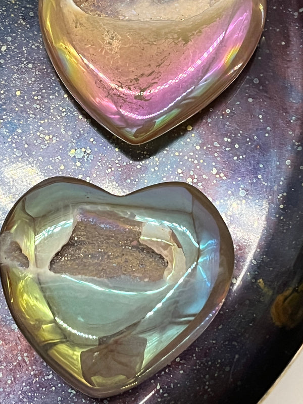 Angel Aura Quartz Agate: Hearts and Moons
