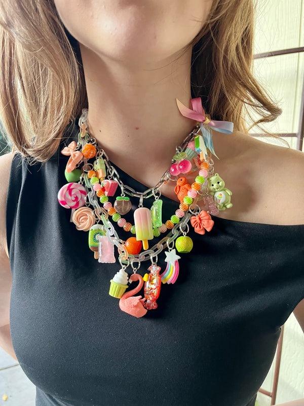 Charm Necklace-Retro Style 18k Gold Plated Chain-Handmade