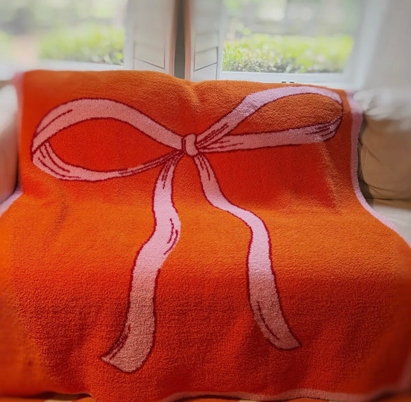 Throw Blankets-French Bow-Luxury Teddy Bear Fleece