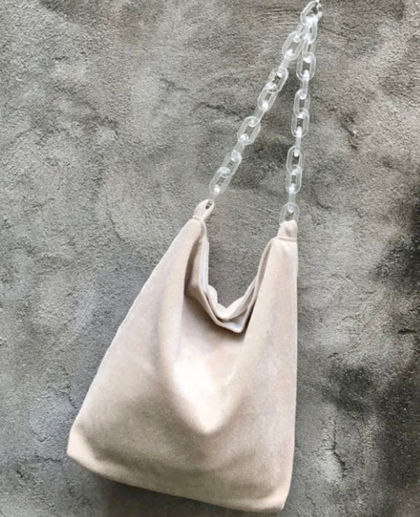 Corduroy Chain Strap Tote