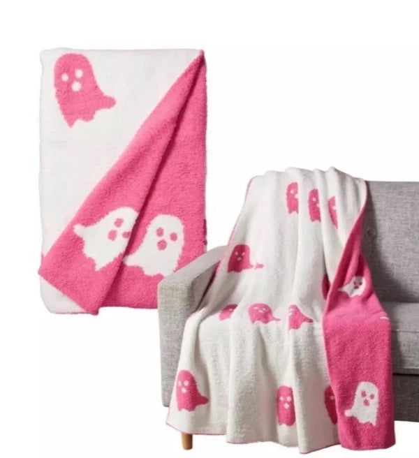 Blankets Fleece-Cozy Halloween Ghost and Jack’o’Lantern Reversible