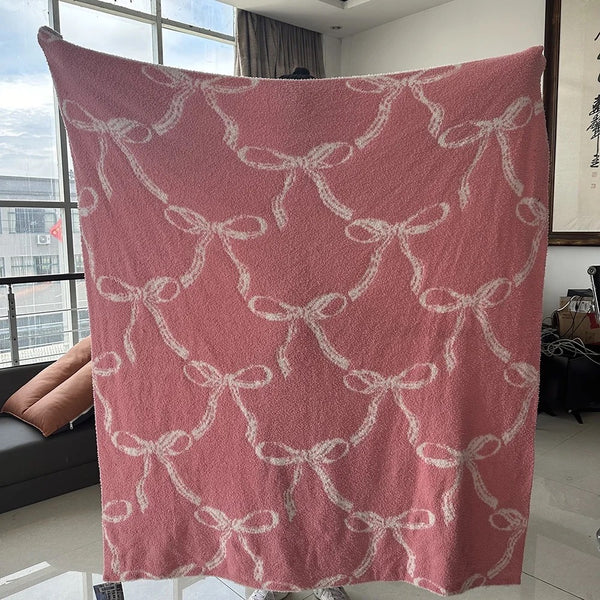 Throw Blankets-French Bow-Luxury Teddy Bear Fleece