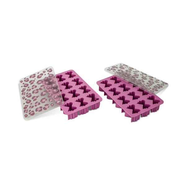 Bow Ice Tray 2pk with Lid - Houndstooth and Leopard