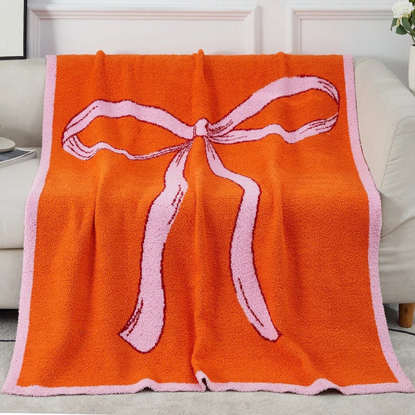 Throw Blankets-French Bow-Luxury Teddy Bear Fleece