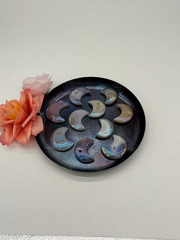 Angel Aura Quartz Agate: Hearts and Moons