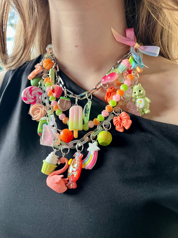 Charm Necklace-Retro Style 18k Gold Plated Chain-Handmade