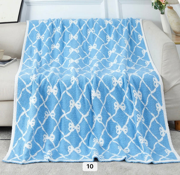 Throw Blankets-French Bow-Luxury Teddy Bear Fleece