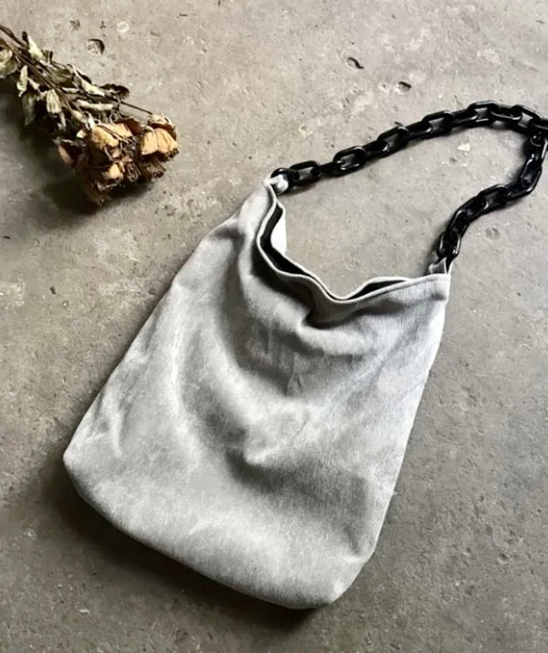 Corduroy Chain Strap Tote