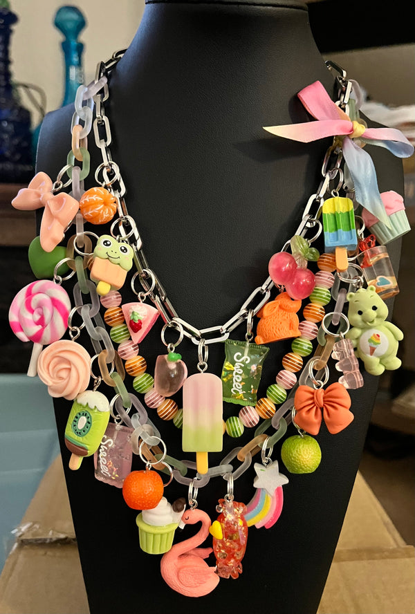 Charm Necklace-Retro Style 18k Gold Plated Chain-Handmade