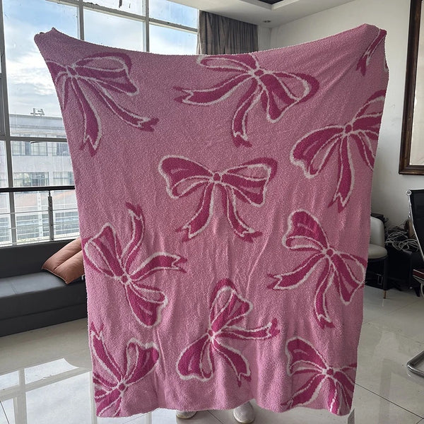 Throw Blankets-French Bow-Luxury Teddy Bear Fleece