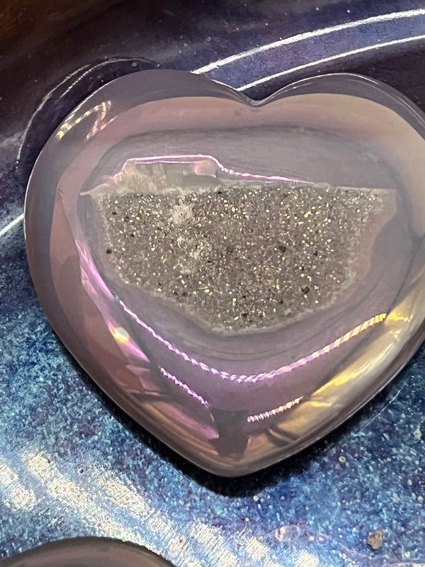 Angel Aura Quartz Agate: Hearts and Moons
