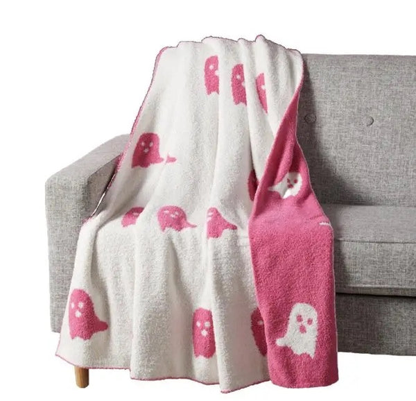 Blankets Fleece-Cozy Halloween Ghost and Jack’o’Lantern Reversible