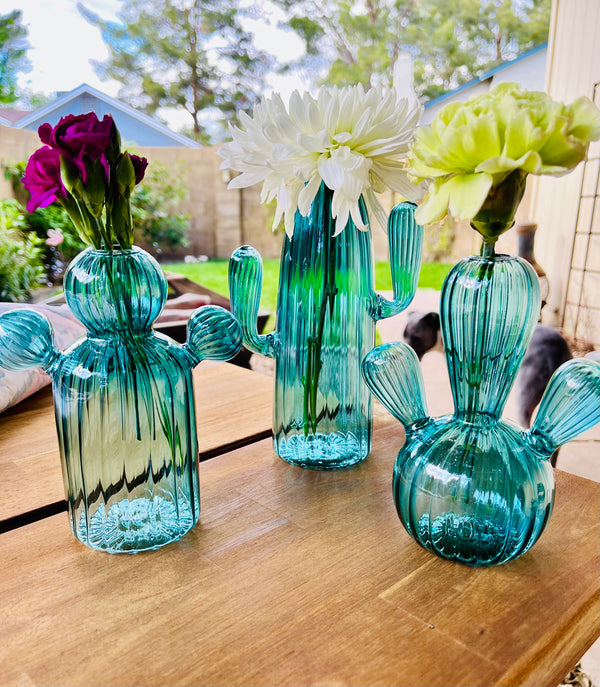 Cactus Glass Vase Set of 3