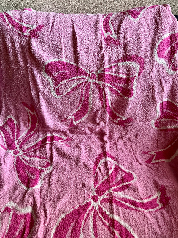 Throw Blankets-French Bow-Luxury Teddy Bear Fleece