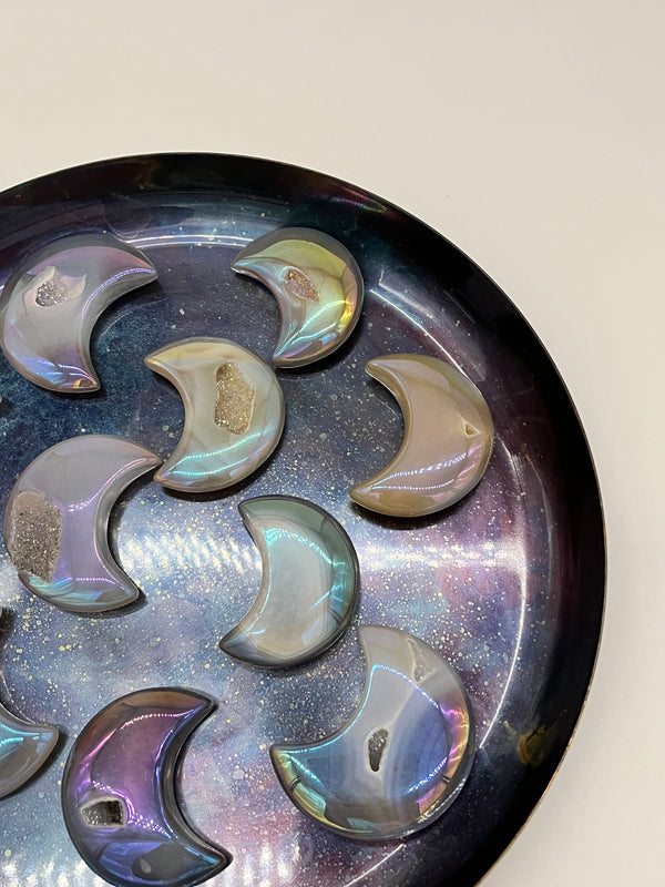 Angel Aura Quartz Agate: Hearts and Moons