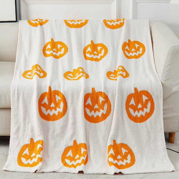 Blankets Fleece-Cozy Halloween Ghost and Jack’o’Lantern Reversible