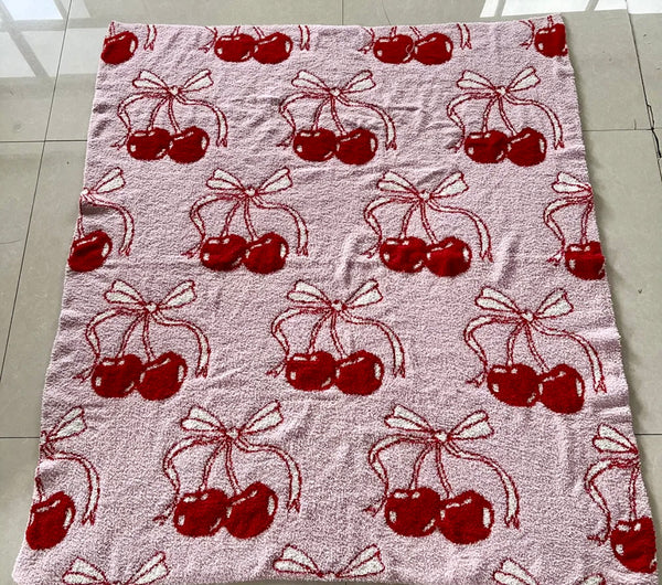 Throw Blankets-French Bow-Luxury Teddy Bear Fleece