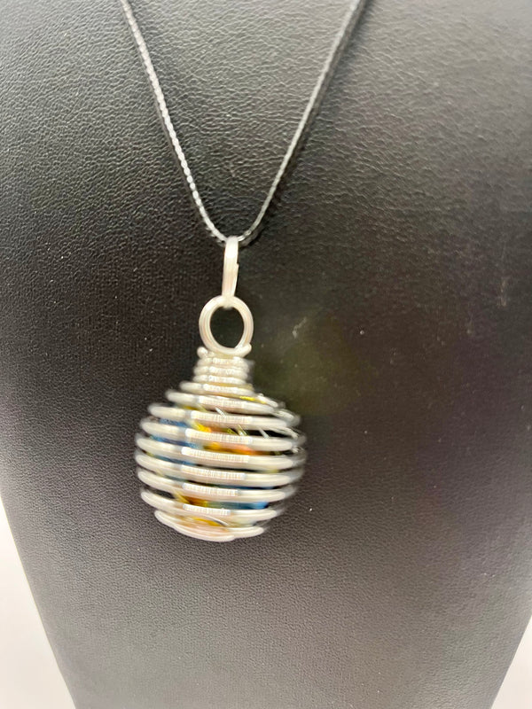 Crystal Cage with Black Cord Necklace