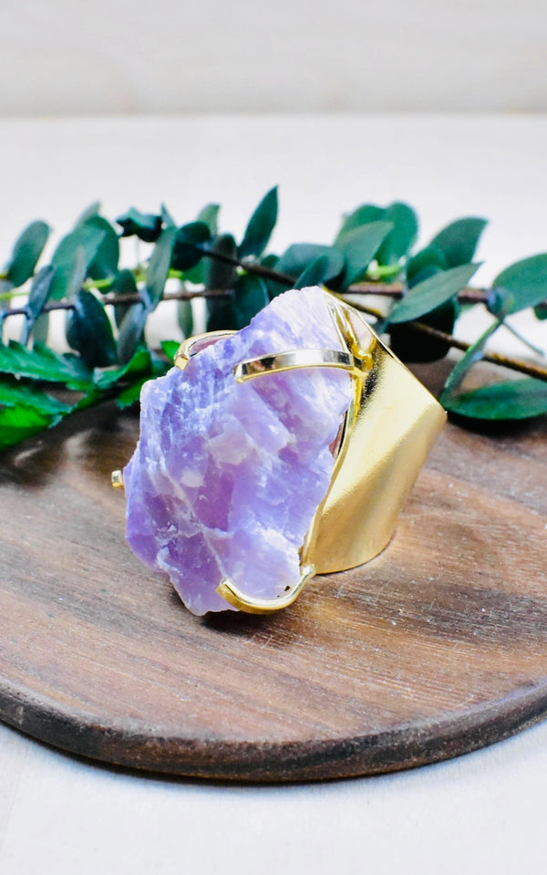 Crystal - Pink Kunzite Cuff Ring