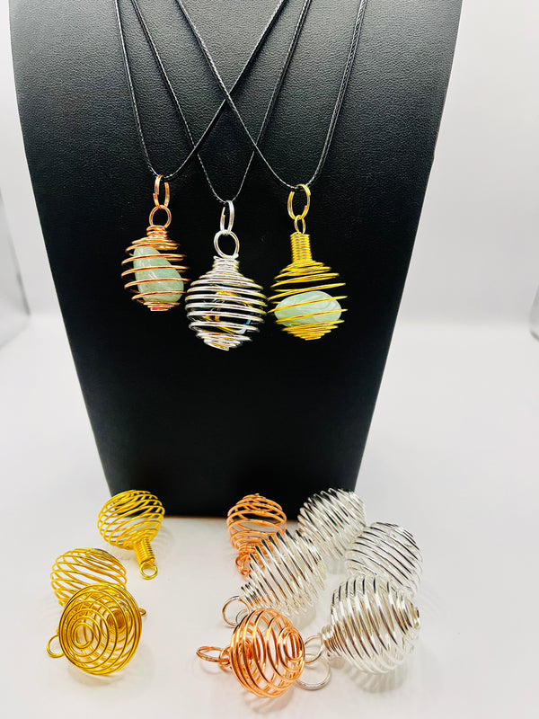 Crystal Cage with Black Cord Necklace