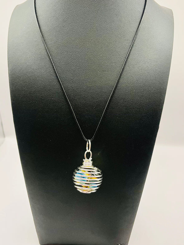 Crystal Cage with Black Cord Necklace