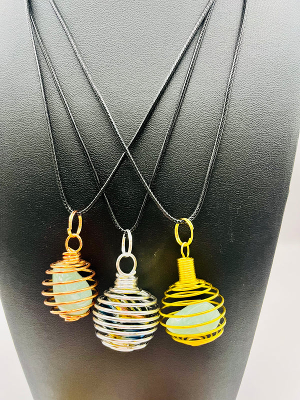 Crystal Cage with Black Cord Necklace