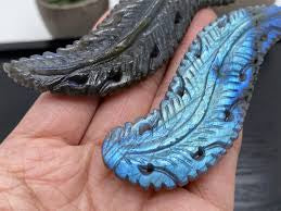 4” Natural Labradorite Feather Crystal Healing Energy