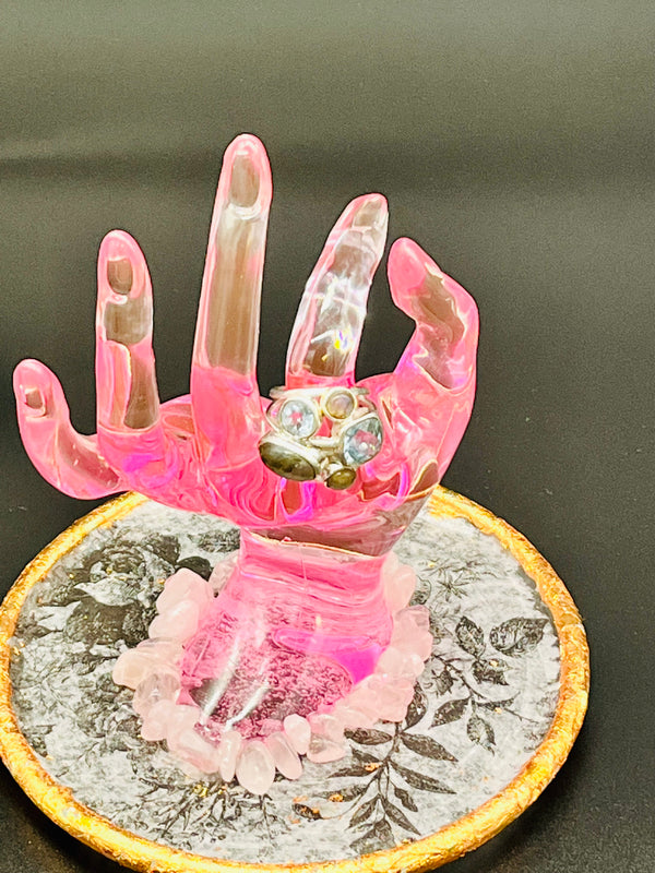 Crystal Ring - Labradorite & Blue Topaz Sterling Silver Split Shank Ring