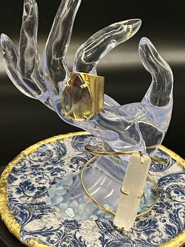 Bracelet - Gold Selenite Arc Cuff