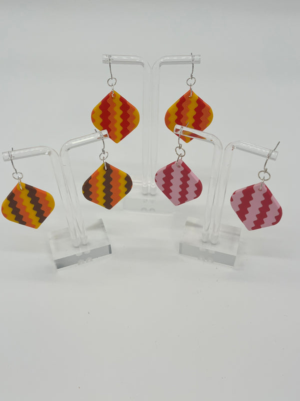 70s zig zag lemon shape earring